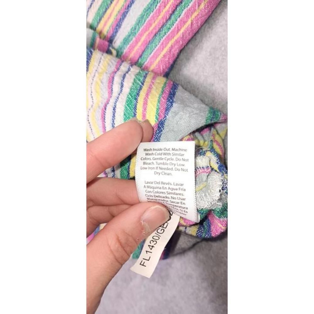 Free Assembly Dress Womens Size XL Multicolor Stripes Linen Blend Coastal - Picture 10 of 11